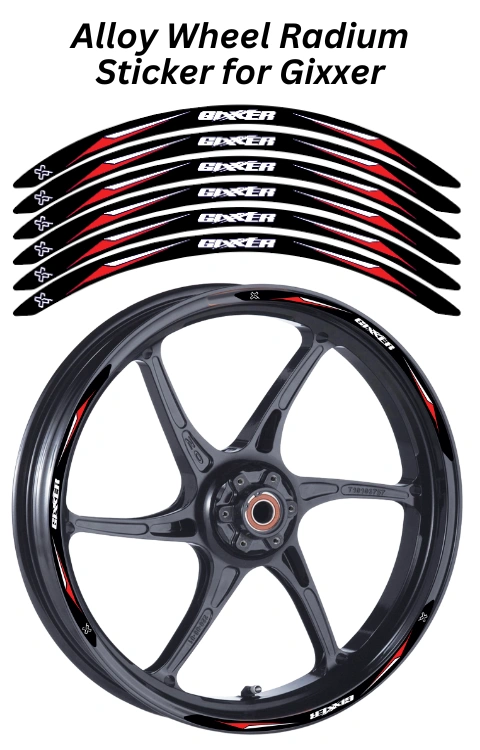 Alloy Wheel Radium Sticker Compatible with Gixxer | Made in Premium Radium with FPF (Fade Protection Film), Waterproof, Precut Sticker, Pack Of 12